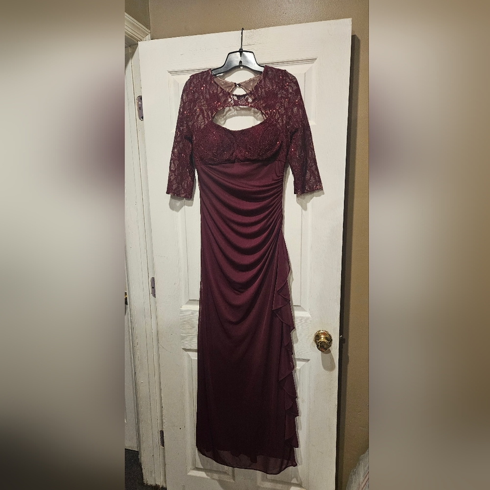 Betsy & Adam Burgundy Lace Knit Cocktail Dress